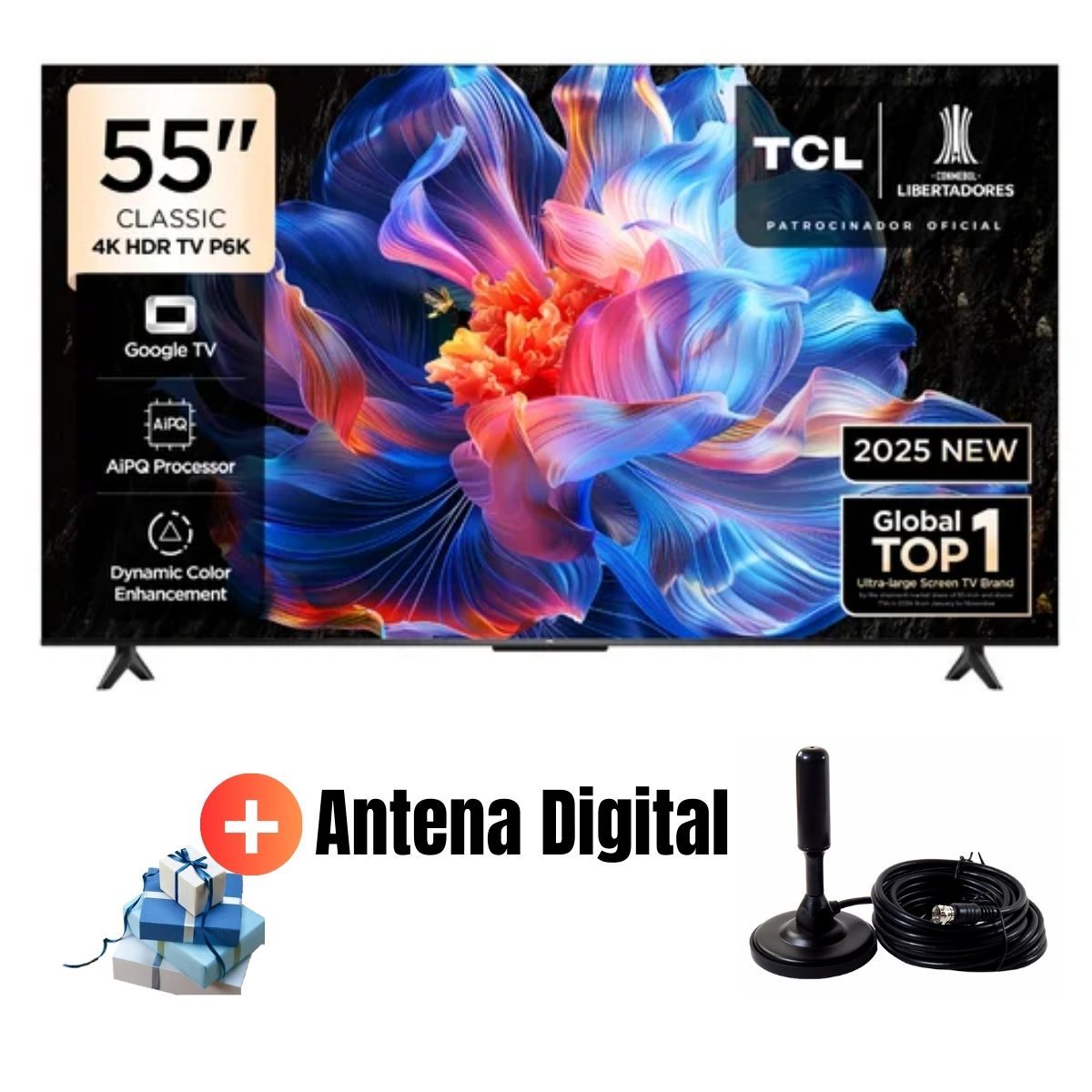 TCL - Televisor 55'' TCL UHD 4K Google TV 55P6K 2025 + Ant