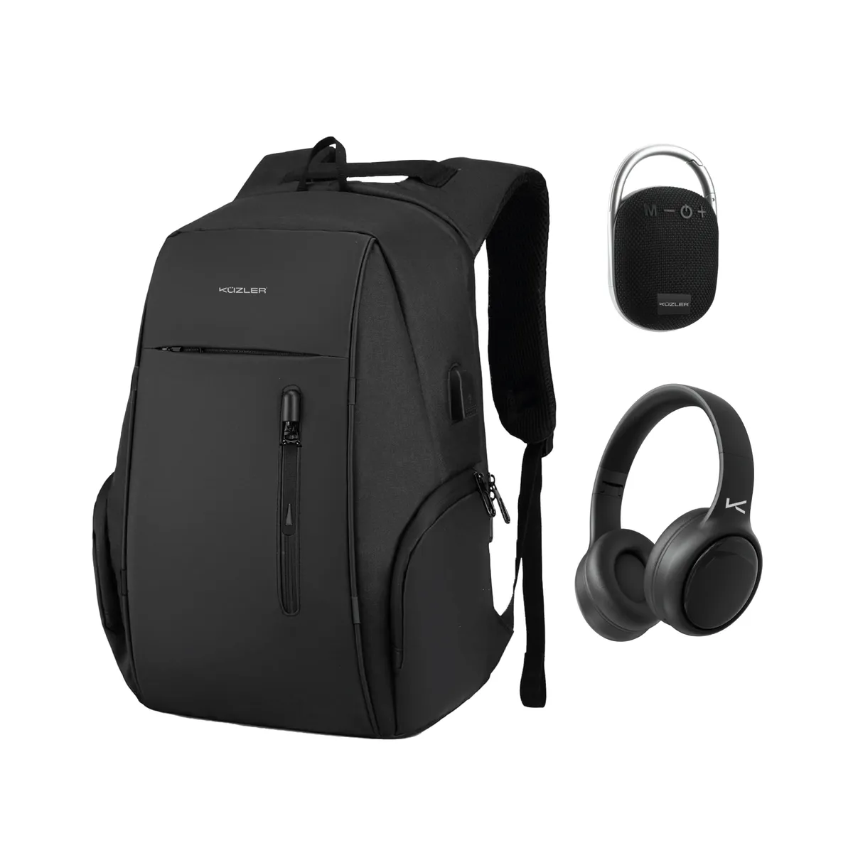 KUZLER - Pack Premium 3en1 Mochila Laptop + Audífonos + Parlante