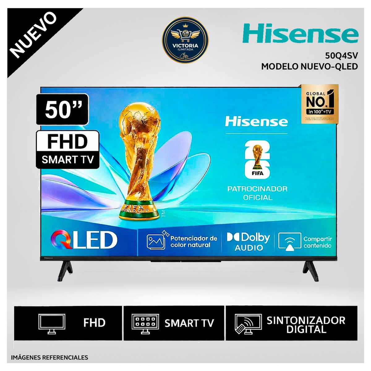 HISENSE - Televisor Hisense 50 Qled Smart FHD 50Q4SV