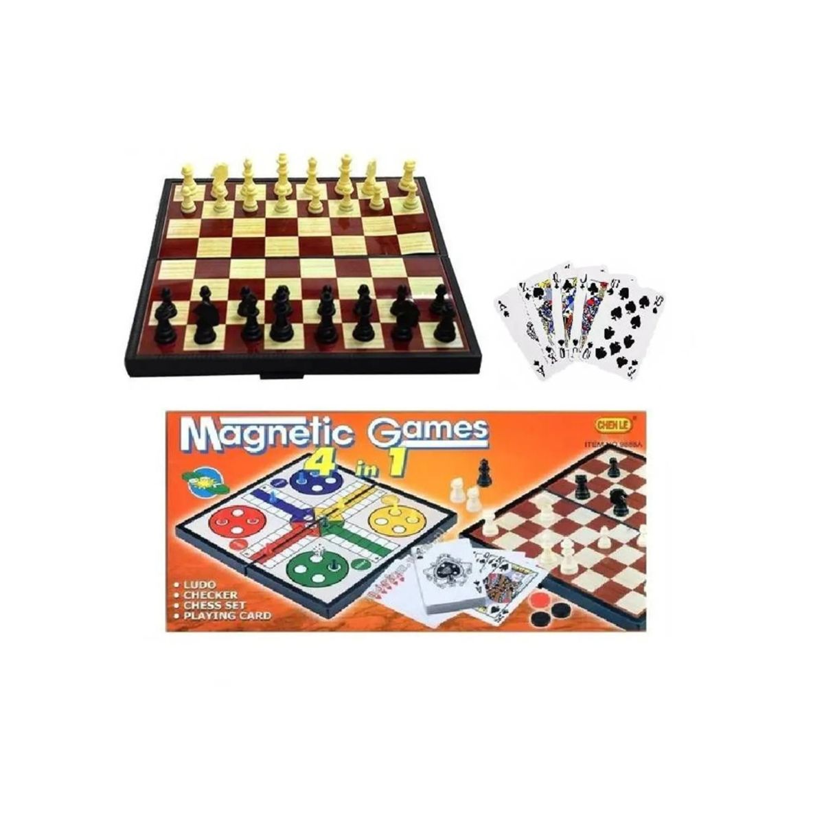 GENERICO - Divertido Juego de Mesa Ajedrez Imantado 4 en 1