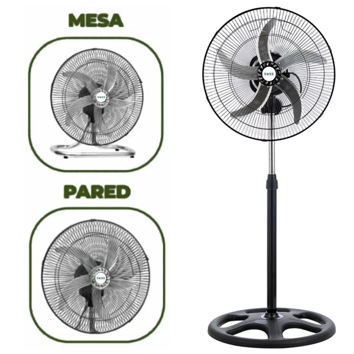 GENERICO - VENTILADOR T-ICE 75 WATTS, 3 EN 1 PEDESTAL, MESA Y PARED