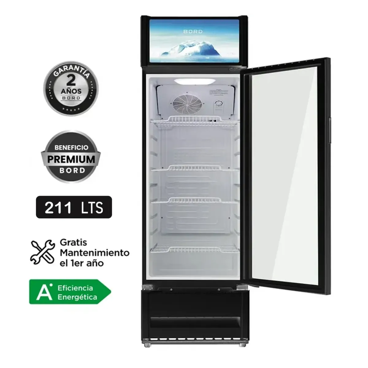 BORD - Vitrina Exhibidora Visicooler Bord Monopuerta directo EX211-M 211LT