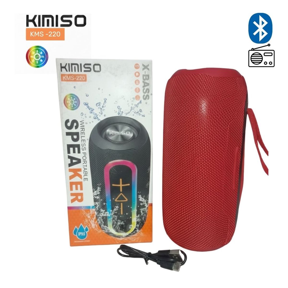 GENERICO - PARLANTE PORTÁTIL KIMISO KMS-220 ROJO X-BASS