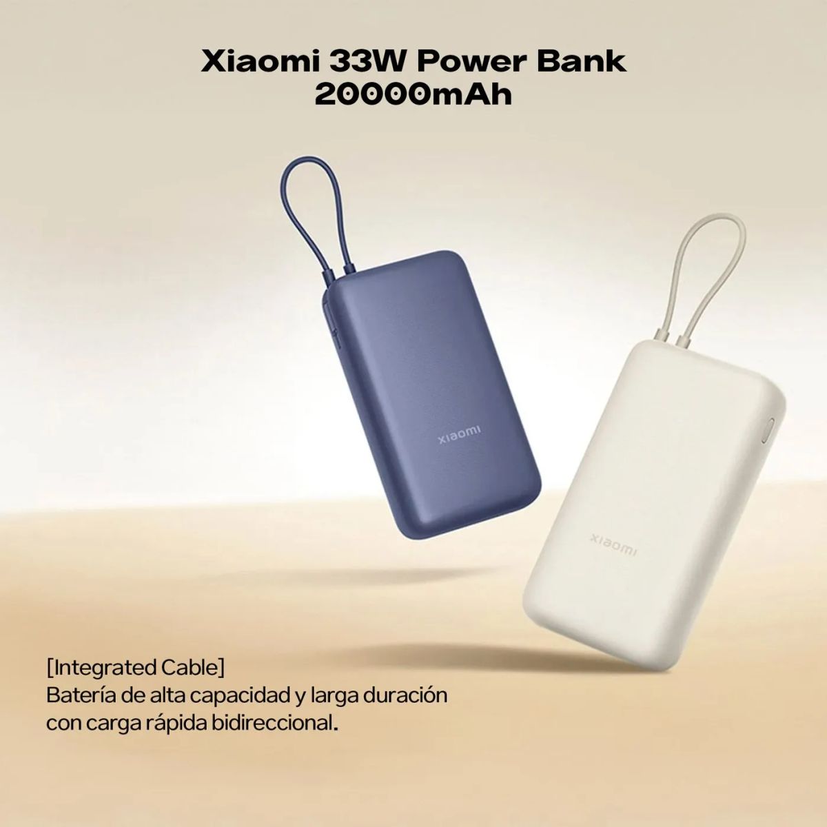 XIAOMI - Cargador Portátil Carga Rapida 33W Capacidad 20000mAh Cable USB-C Para Galaxy S26 Tab Ultra Buds 3