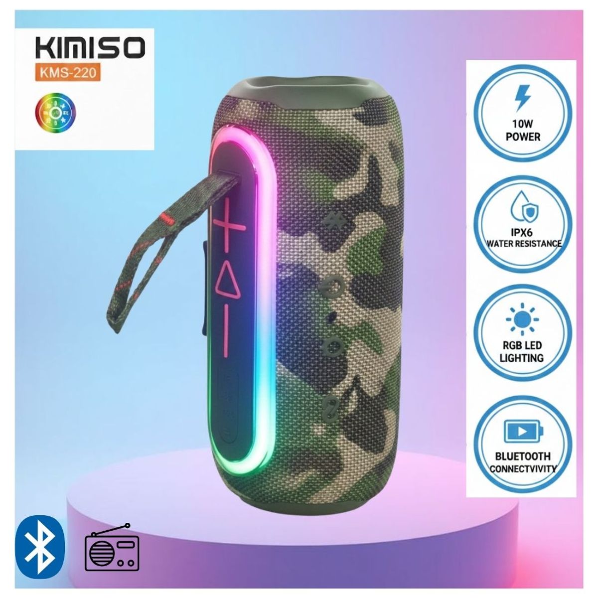 GENERICO - PARLANTE PORTÁTIL KIMISO KMS-220 MILITAR X-BASS