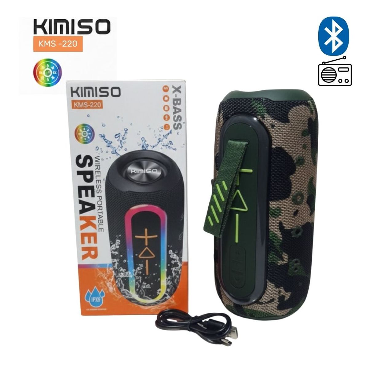 GENERICO - PARLANTE PORTÁTIL KIMISO KMS-220 MILITAR X-BASS