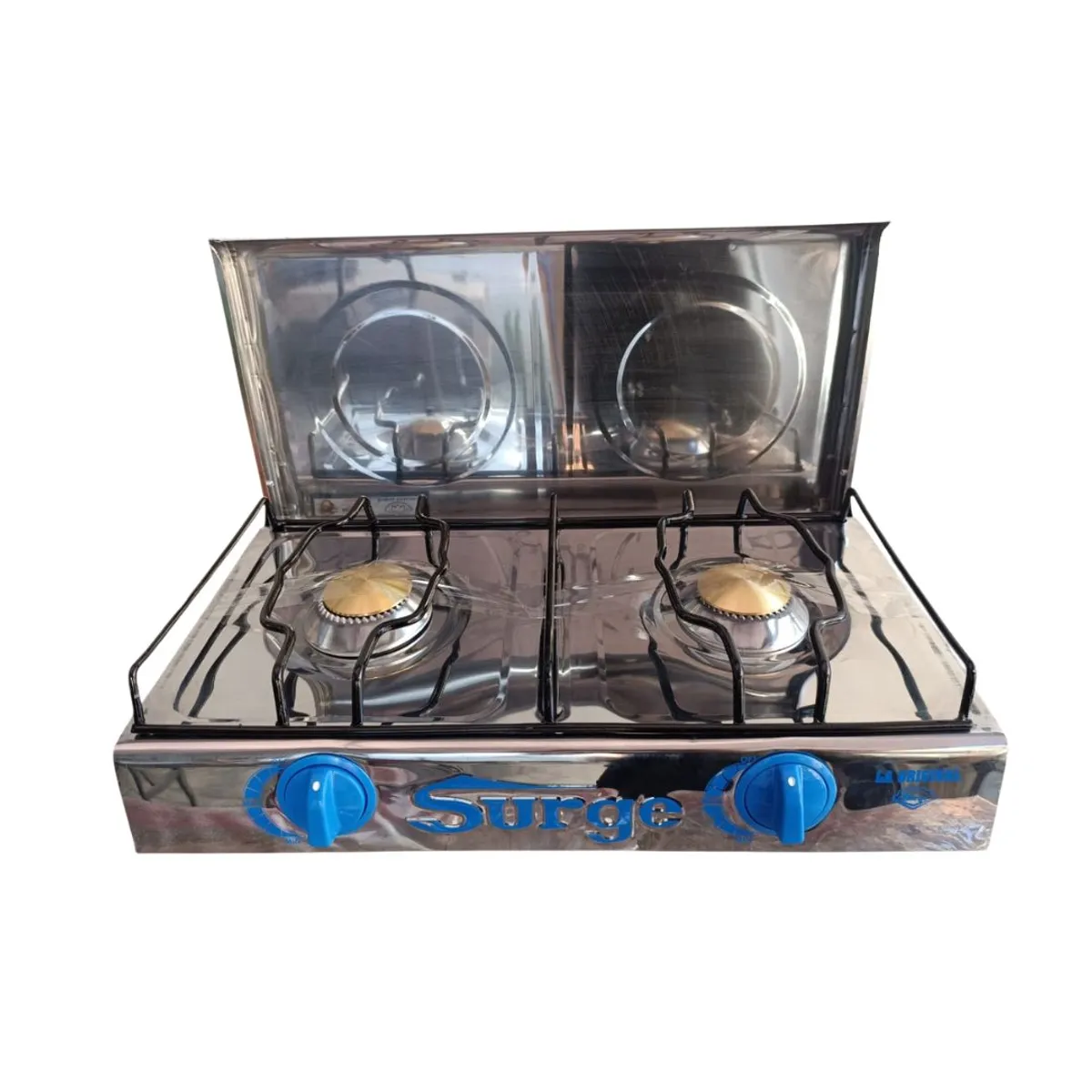 COCINAS SURGE - Cocina de mesa 2 hornillas de acero inoxidable con tapa marca Surge