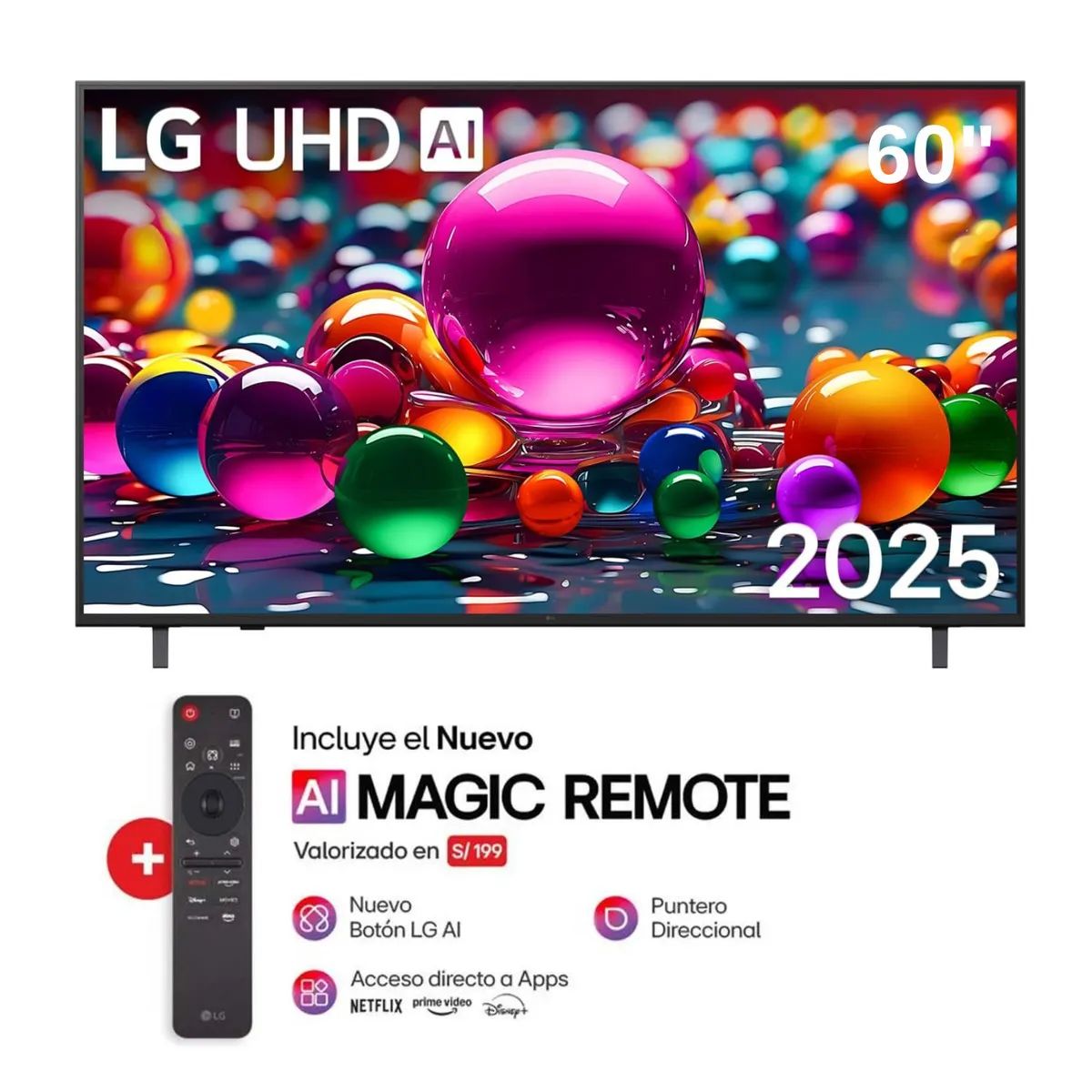 LG - Televisor LG 60" Smart UHD 4K Thinq Ai 60UA8050PSA - Nuevo 2025