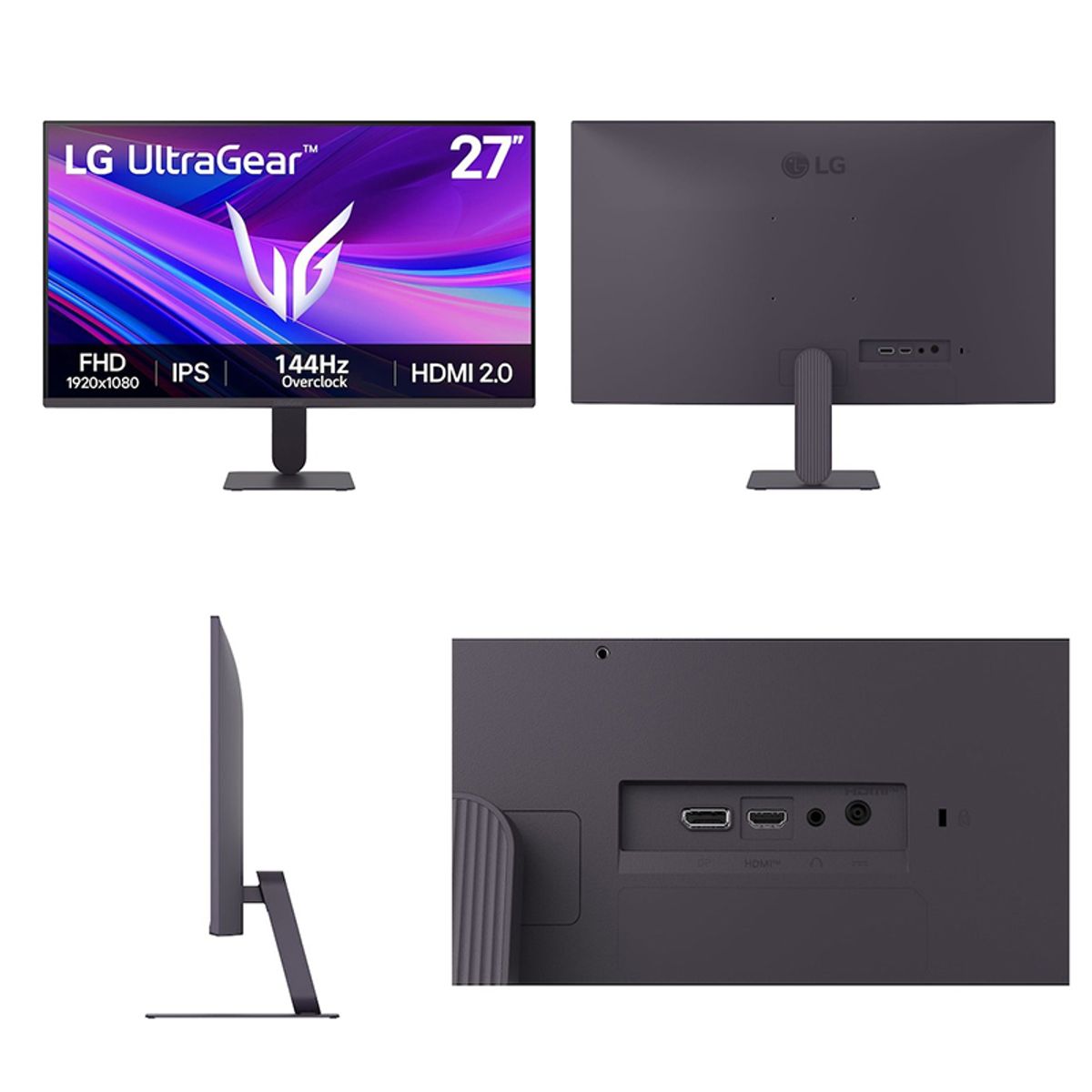 LG - Monitor LG 27G411A-B, 27/FHD/IPS/144Hz/HDMI/DP/USB/Headphones-out (3-polos, Solo Sonido)