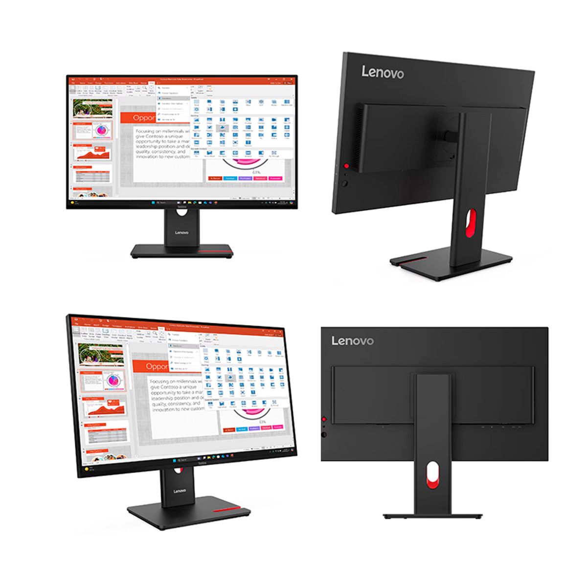 LENOVO - Monitor Plano Lenovo ThinkVision T27-40, 27" WLED FHD IPS/HDMI/DP/VGA/USB-C/USB-B/USB-A x3