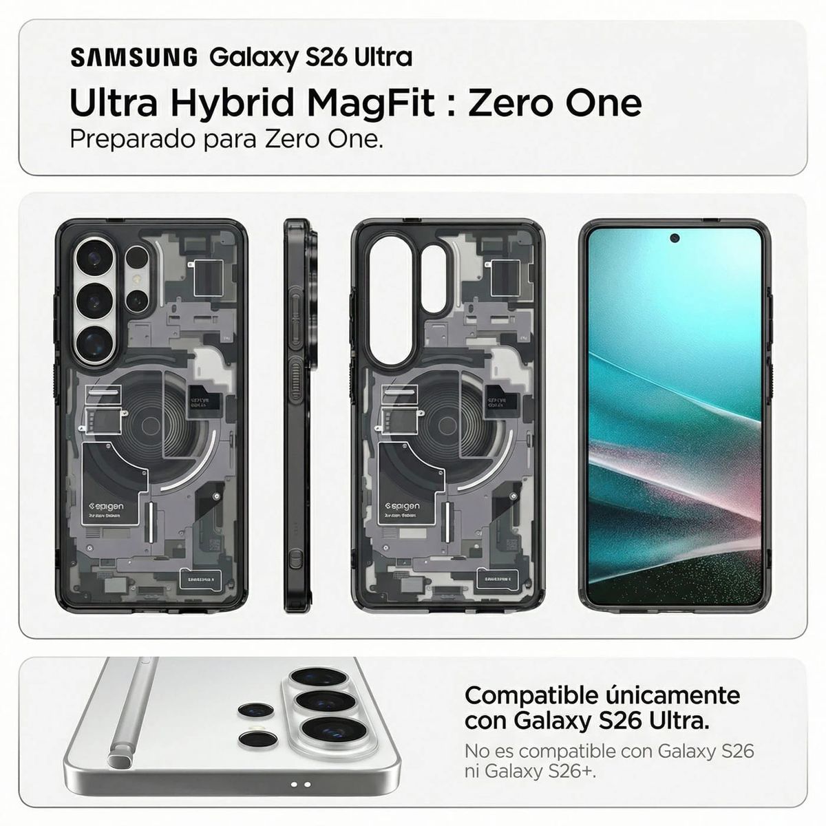 SPIGEN - Case Galaxy S26 Ultra Hybrid Zero One Premium MagSafe Qi2 Negro