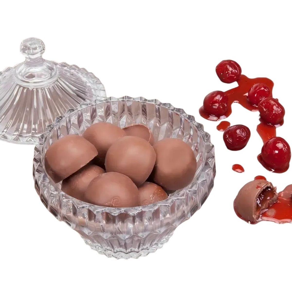 GENERICO - Bowl de vidrio recipiente para dulces bombonera con tapa