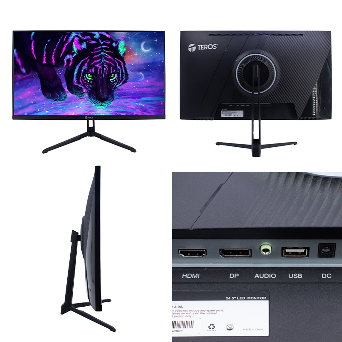 TEROS - Monitor plano gaming TEROS TE-2475G 24.5" FHD VA 180Hz 1ms HDMI DP AUDIO OUT negro