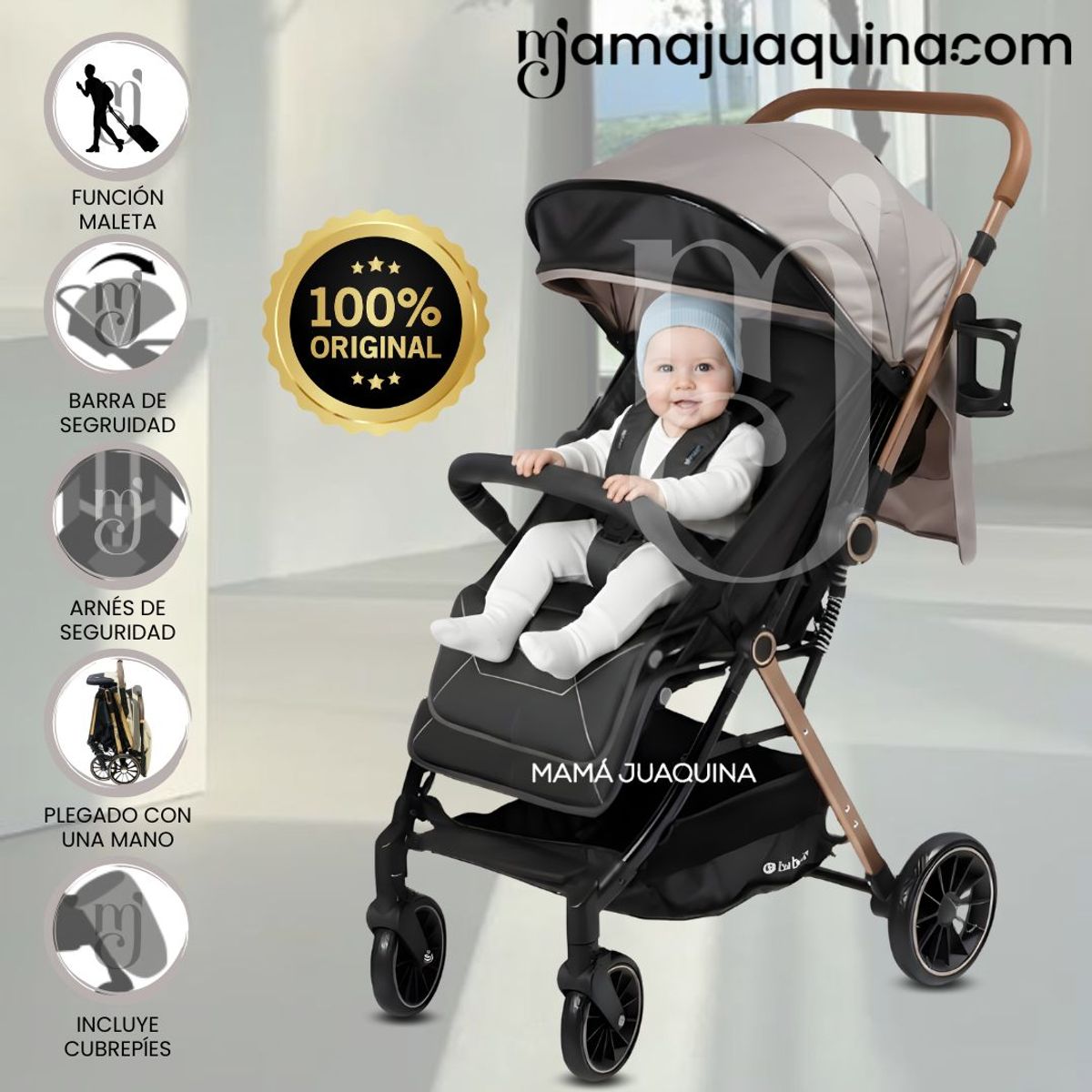 Baby - Coche Maleta de Paseo «KIBO» Edición Exclusiva Beige