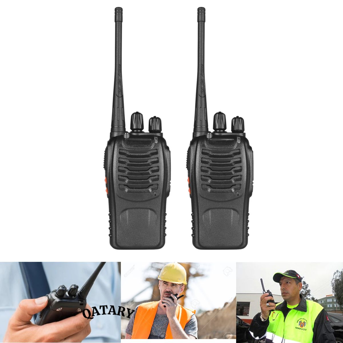 OEM - Pack 2 Radios Walkie Talkie 888S 16 Canales UHF Alcance 3-5KM - Kit Recargable Negro