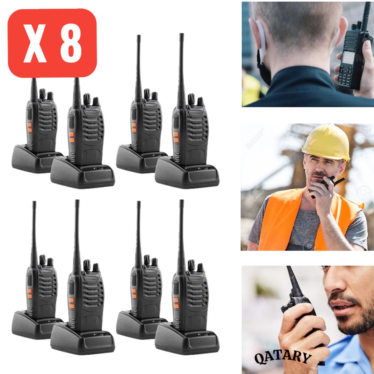 OEM - Kit 8 Radios Transmisores 888S Recargables - Incluye Clip, Antena y Manos Libres