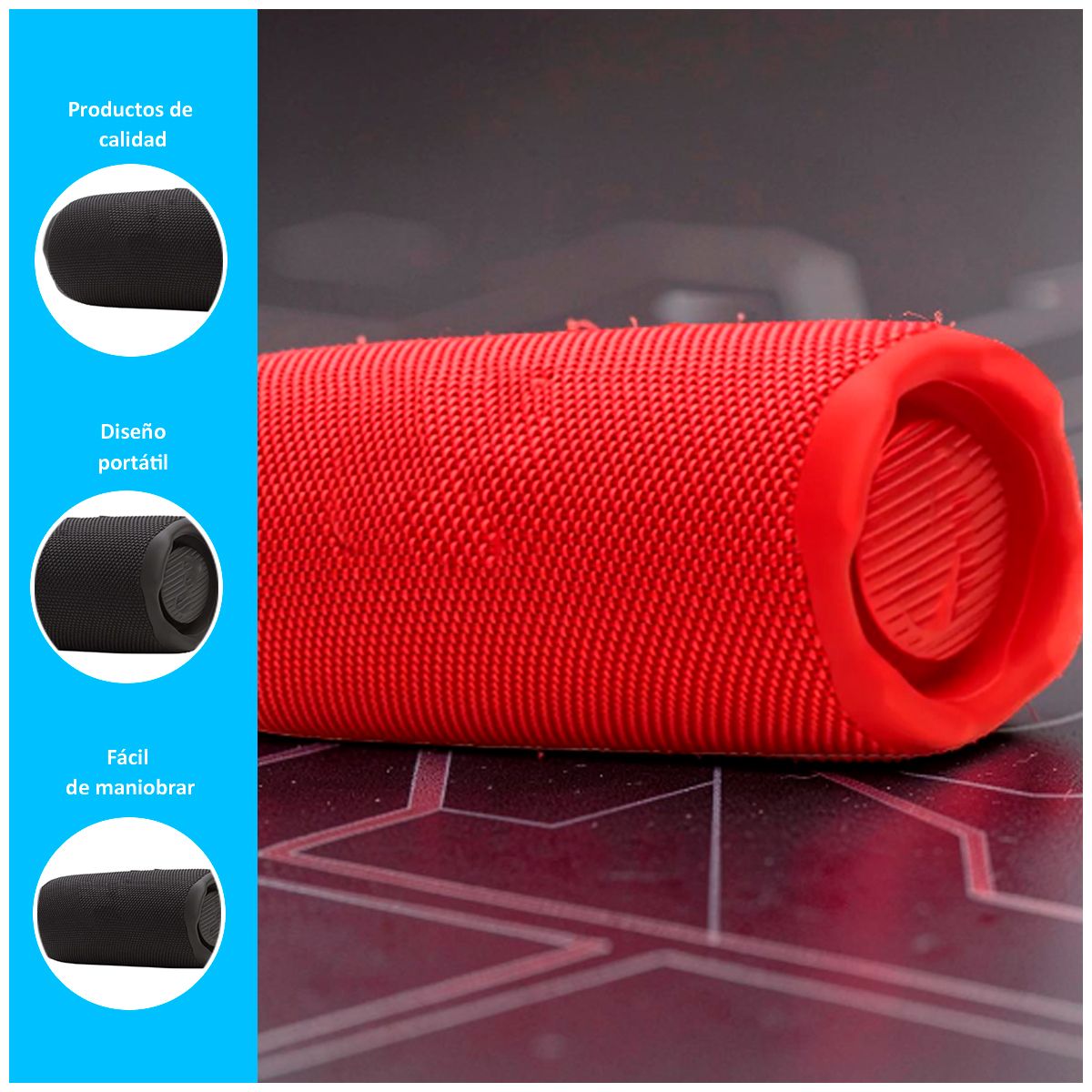 GENERICO - Parlante bluetooth portátil genérico flip 7 rojo