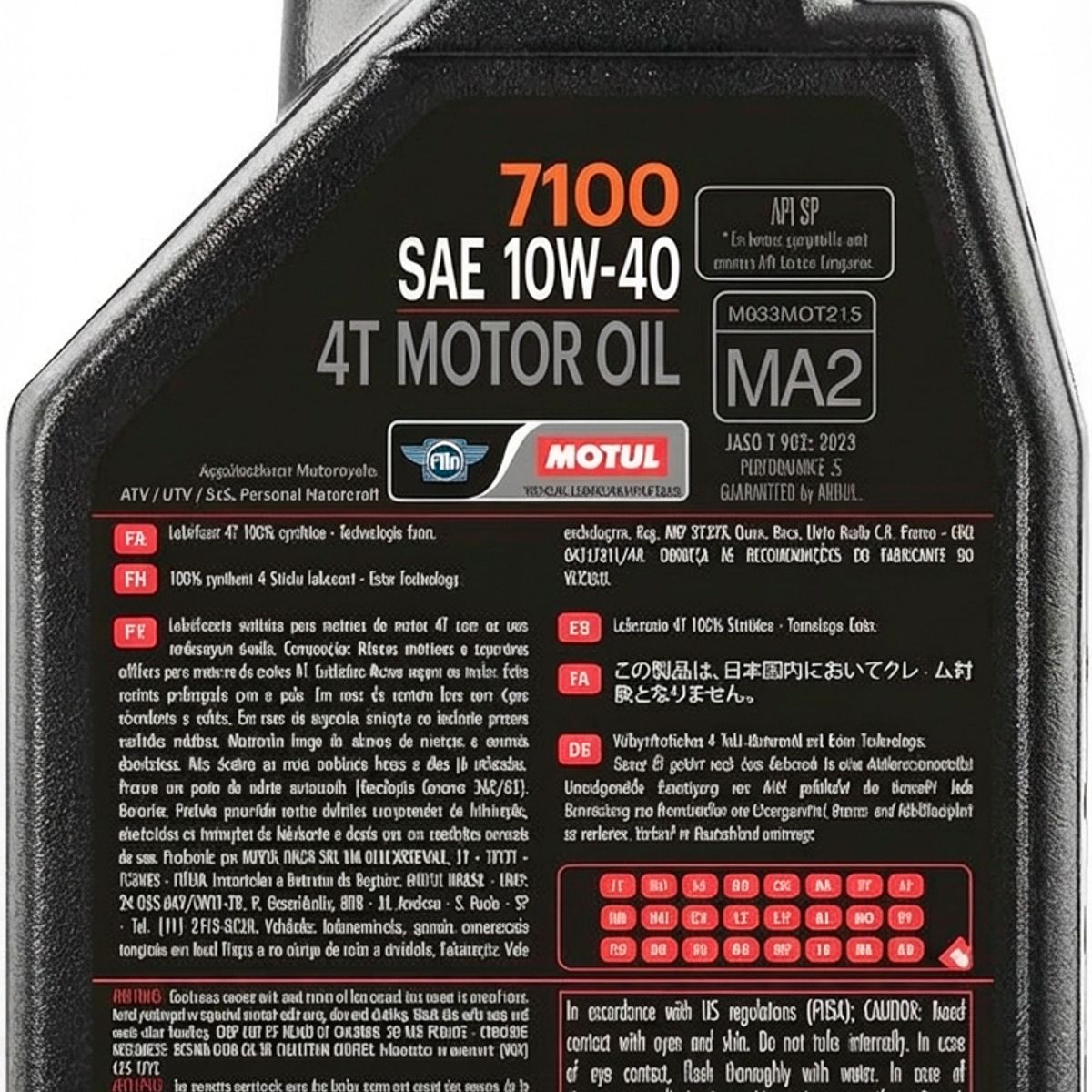 Aceite de Motor Motocicleta 4T 7100 Full Sintetico 10W-40 1LT, marca MOTUL - Foto 2