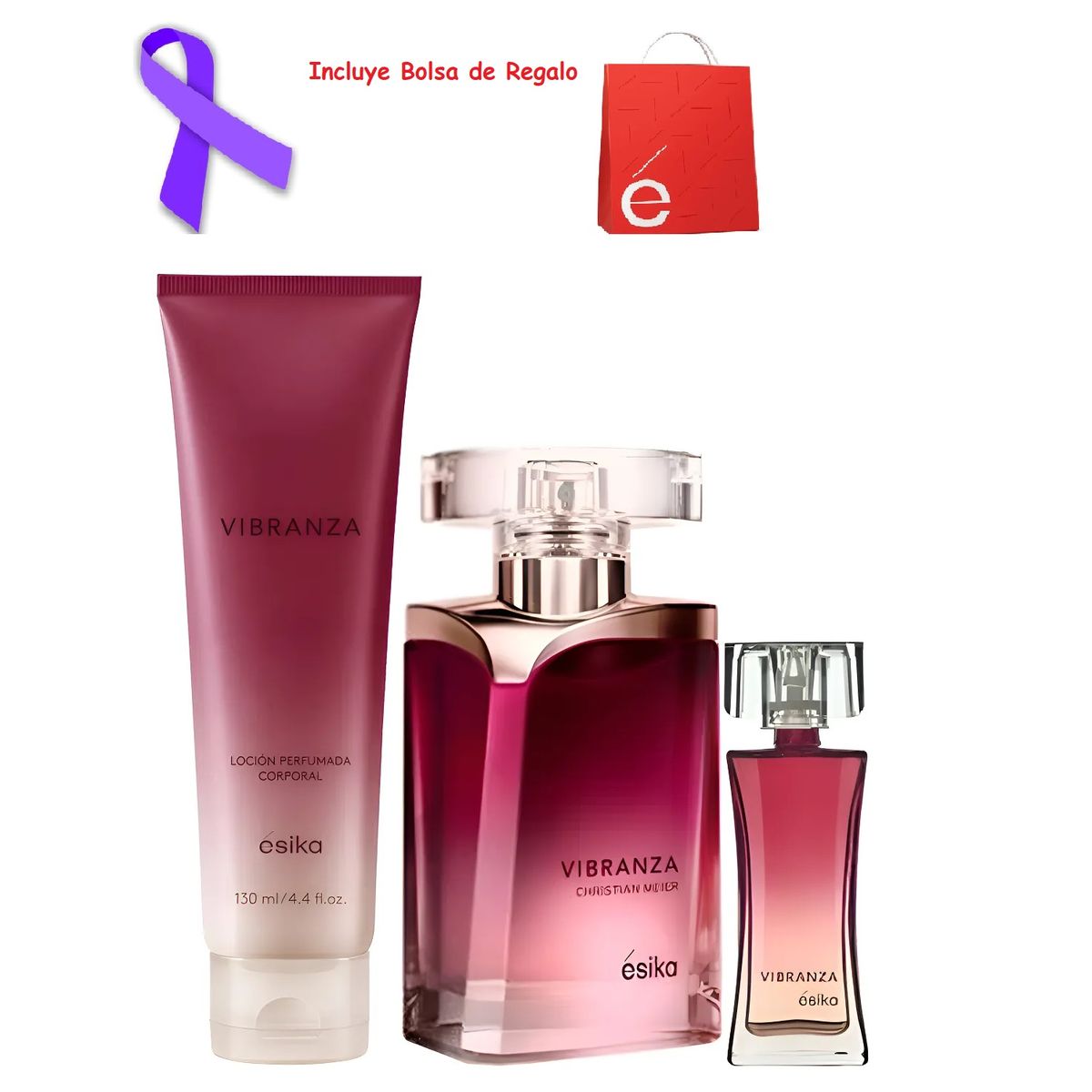ESIKA - Perfume Vibranza + loci0n 130 ml + mini vibranza 7.5 ml Dia de la Mujer