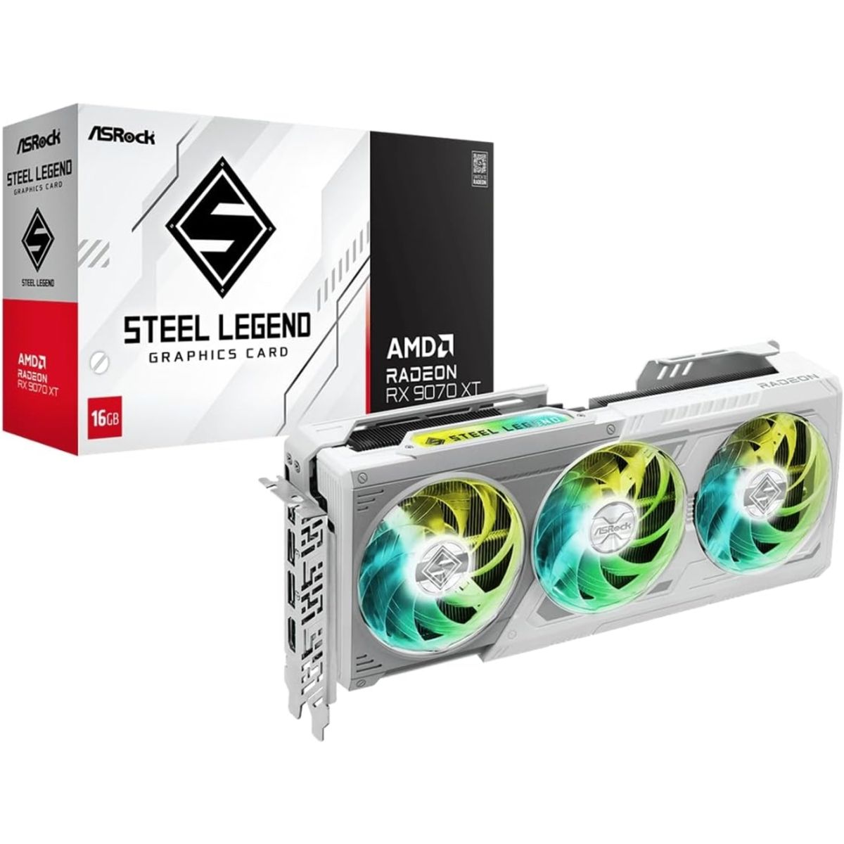 ASROCK - Asrock Radeon Rx 9070 Xt Steel Legend 16Gb Gddr6 - Gpu Blanca De Alto Rendimiento Con Trip