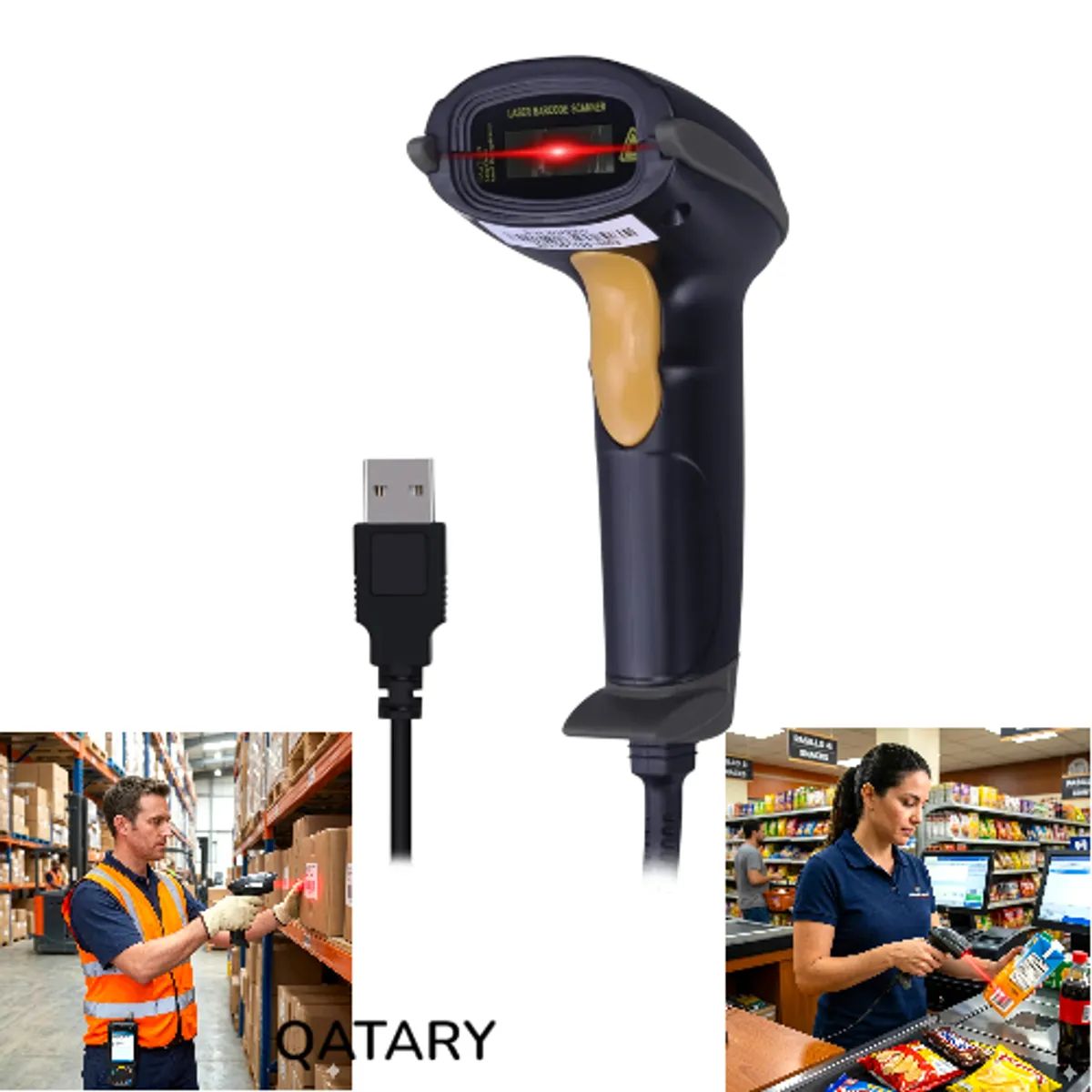 OEM - Lector de Código de Barras Alámbrico Ergonómico para Inventario y Comercio