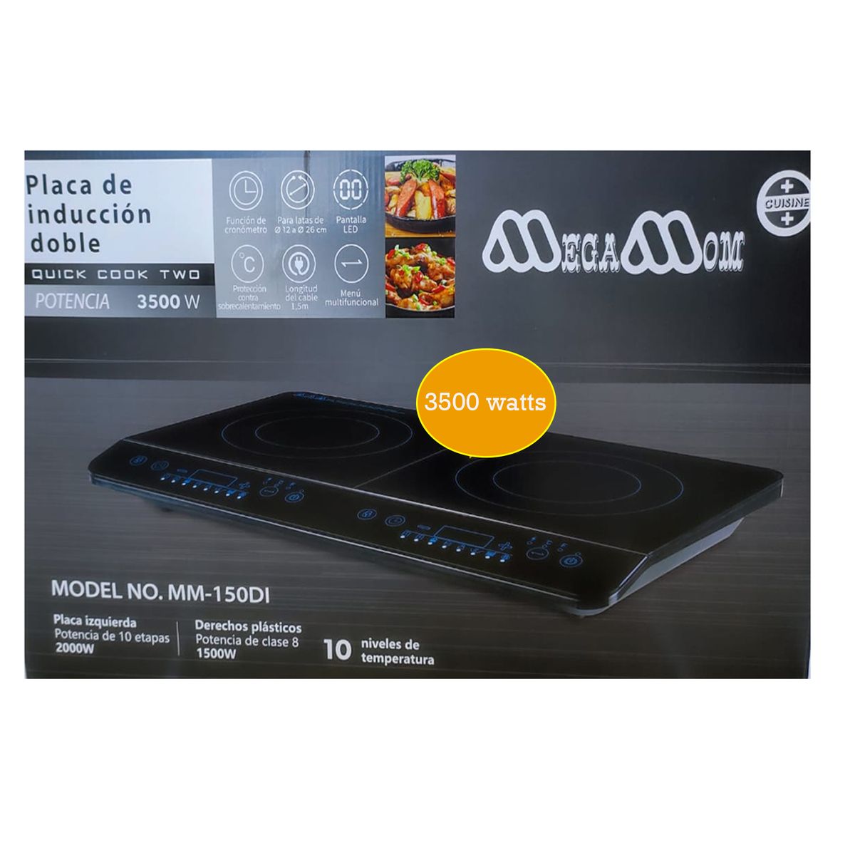 MEGAMOM - Cocina de Inducción Megamom 2H 8 Funciones MM-150DI