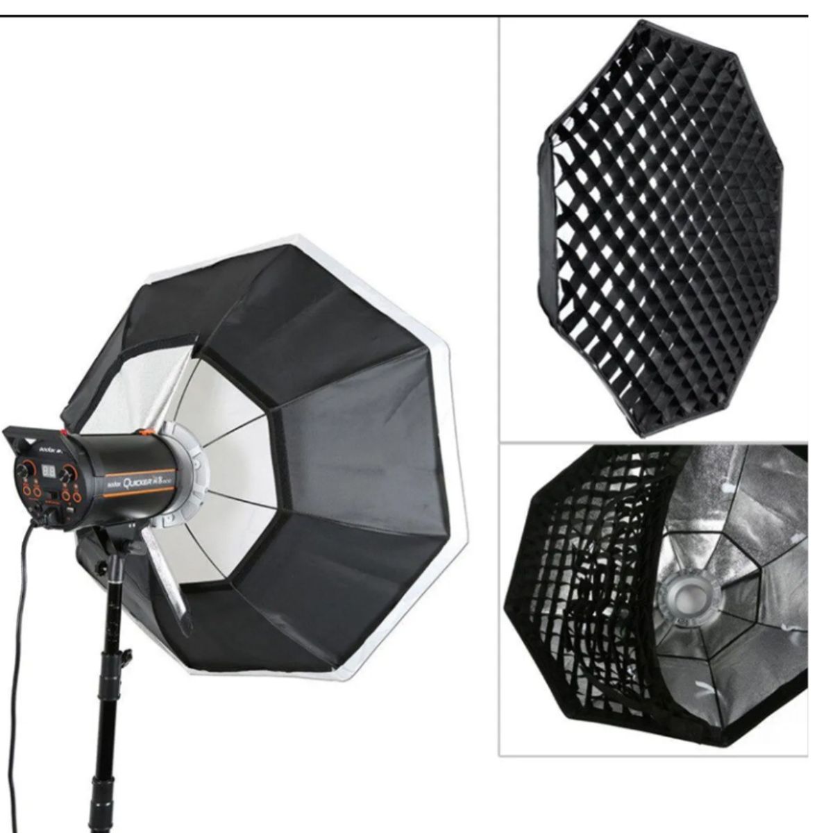 GENERICO - Softbox octagonal 95cm Montura Bowens + Rejilla Grilla Flash Estudio