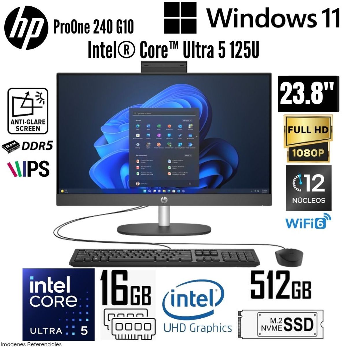 HP - All in One Hp ProOne 240 G10 Intel Core Ultra 5 125U 16GB 512GB SSD 23.8"  FHD - CQ1V5LT