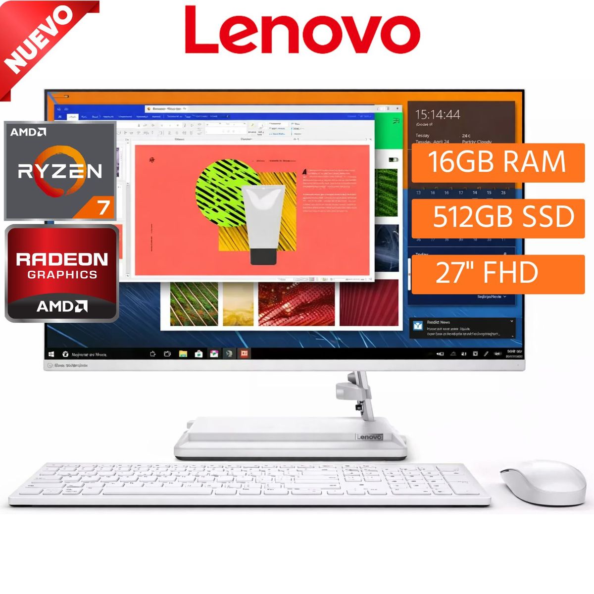 LENOVO - All in One Lenovo IdeaCentre AIO 3 27ALC6 Ryzen 7 7730U Ram16GB  SSD 512GB  27" FHD Windows 11