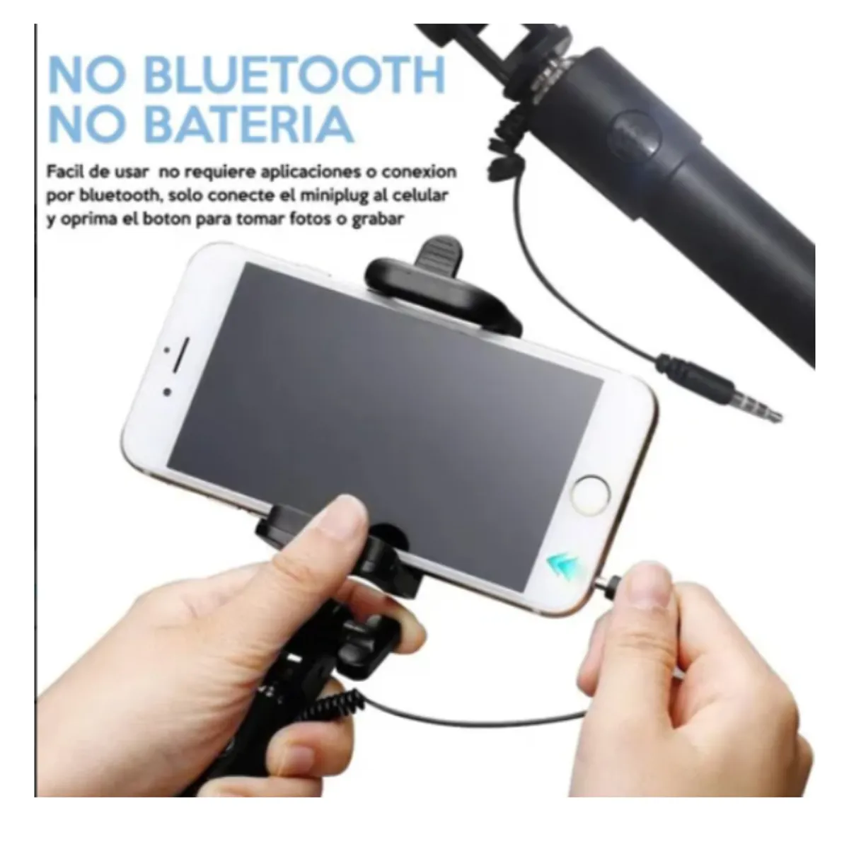 GENERICO - Selfie Stick Palo con cable de 78cm - No necesita bluetooth