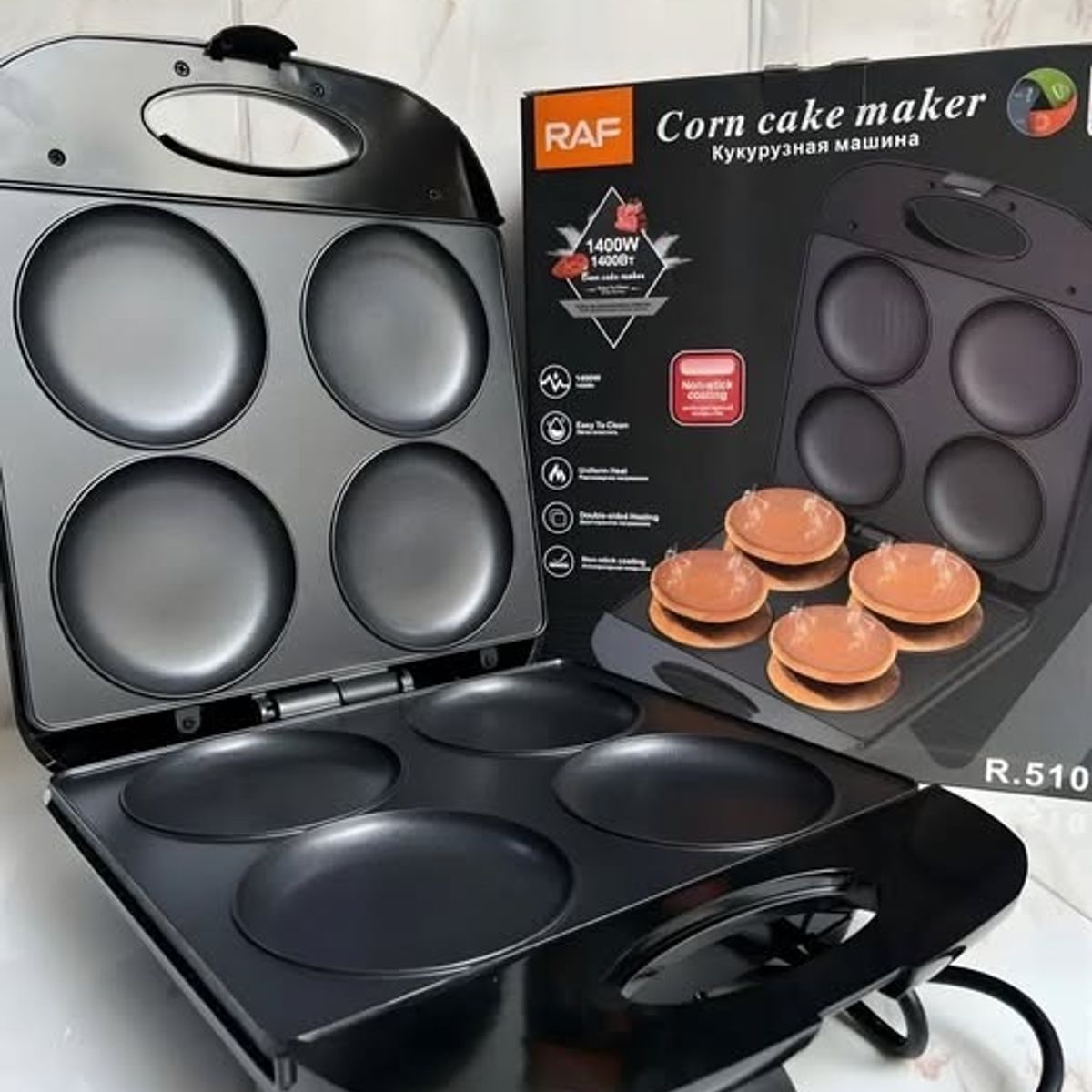 GENERICO - Máquina  Waffera Panqueques y Arepas  RAF 1400W Antiadherente