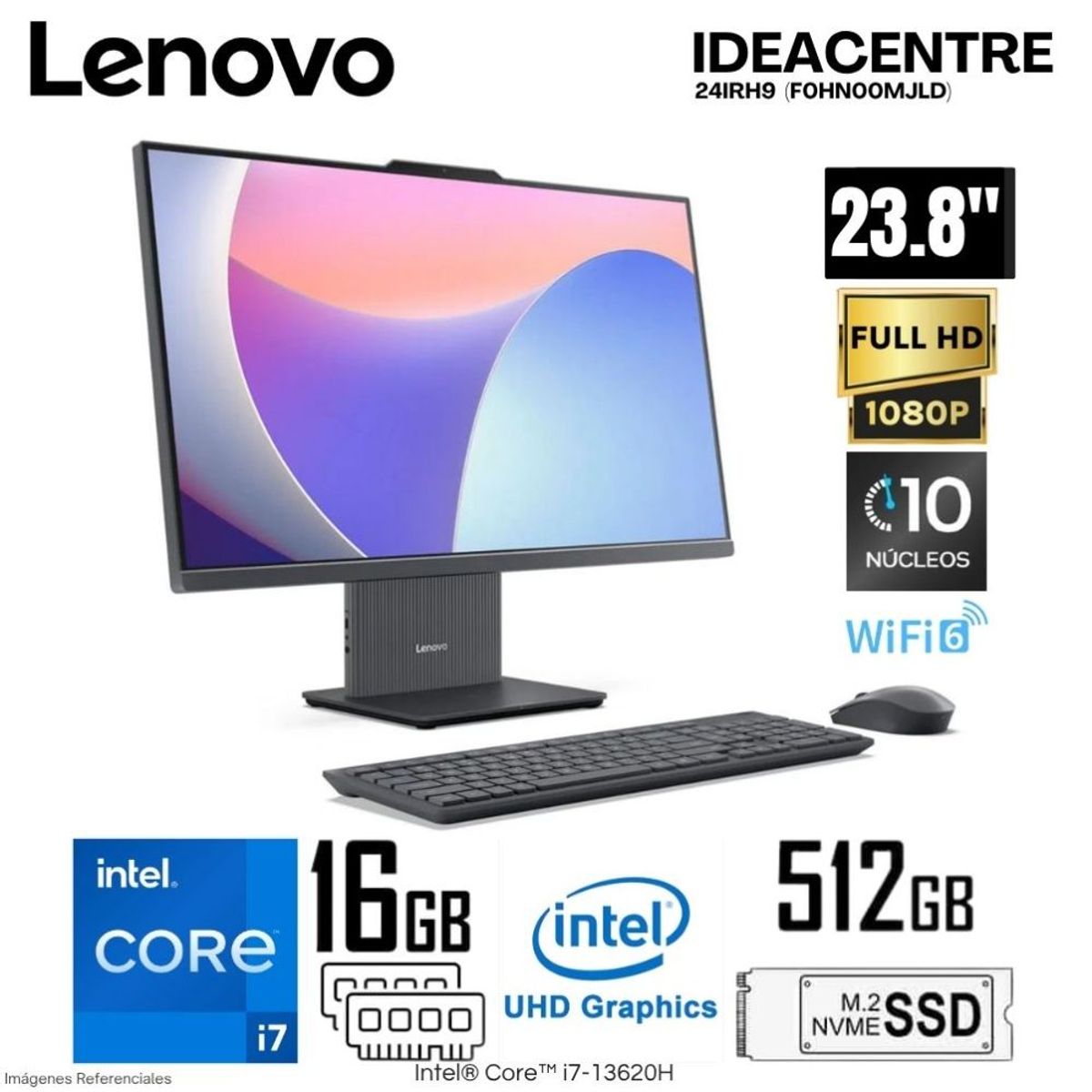 LENOVO - All in One Lenovo Ideacentre 24IRH9 Intel Core i7-13620H 16GB RAM 512GB SSD 23.8"  FHD - Luna Grey