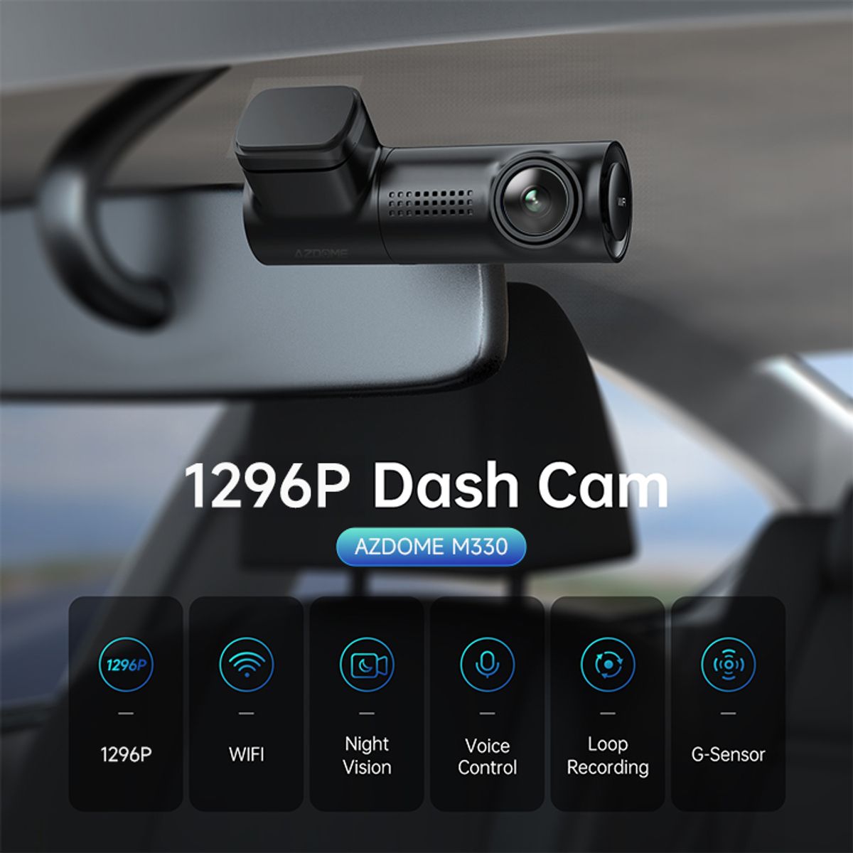 GENERICO - CAMARA PARA AUTOS DASHCAM AZDOME M330 1080P WiFi + Micro SD 64GB