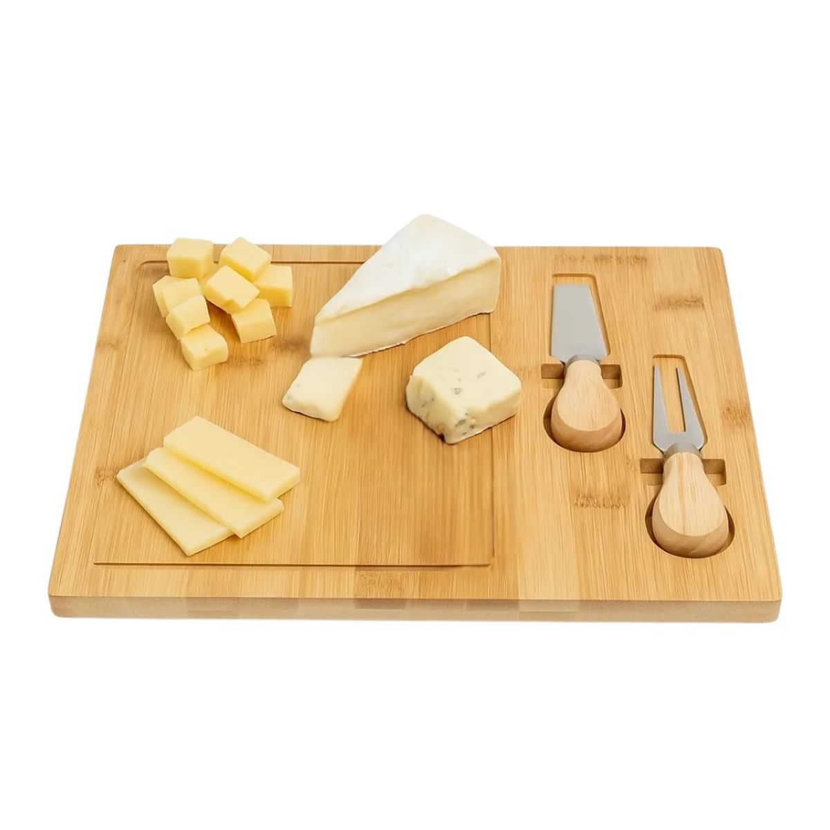 GENERICO - TABLA PARA QUESOS CON 2 UTENSILIOS 25 X 30 CM