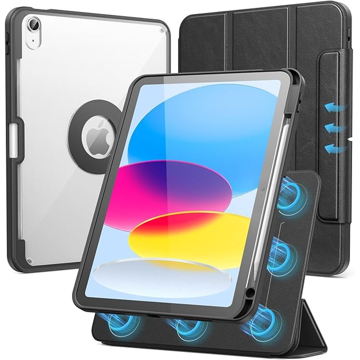 GENERICO - Funda para iPad A16 Negro con soporte magnético desmontable Generación 11ª 2025