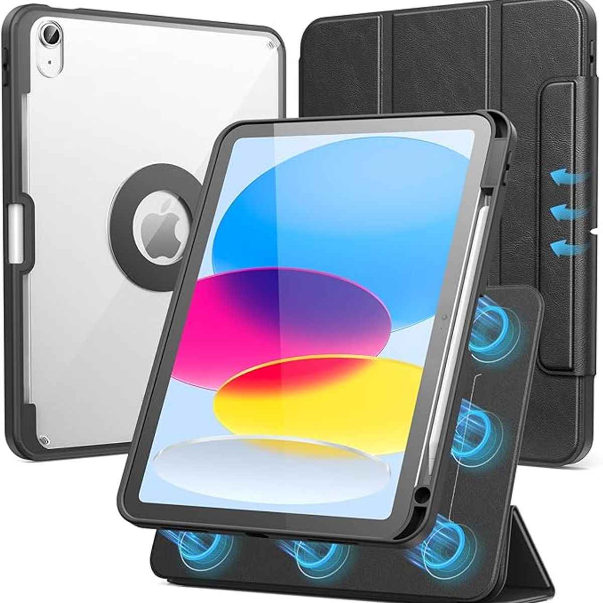 GENERICO - Funda de iPad de 10.9 pulgadas Negro con soporte magnético desmontable Generación 10ª 2022