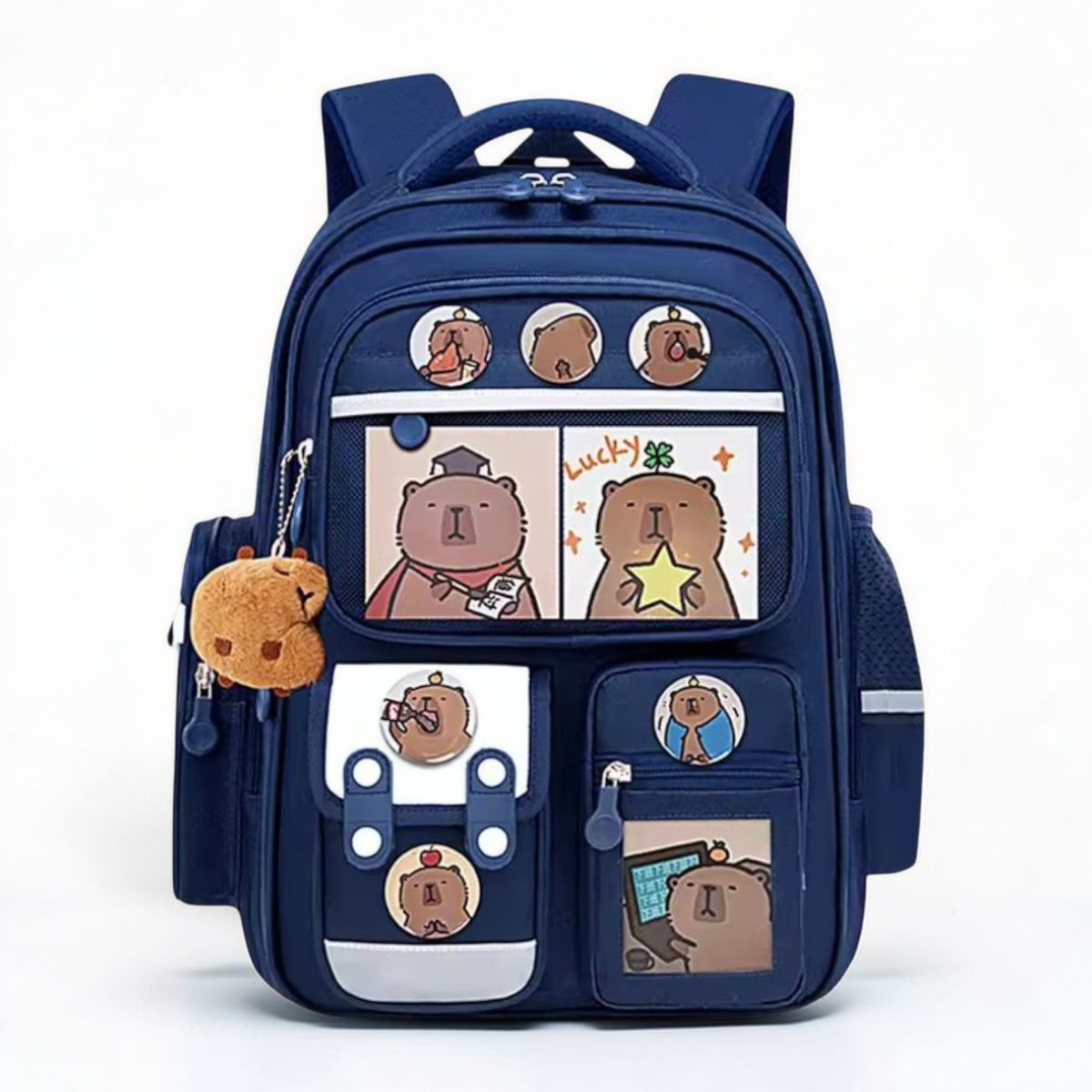 GENERICO - Mochila Capibara Original Impermeable Tamaño Oficio para Niños Color Azul