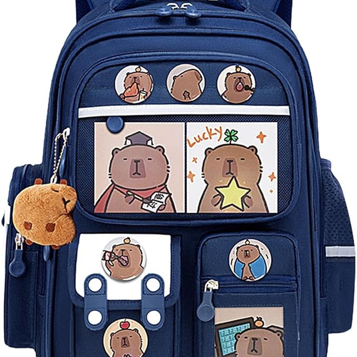 GENERICO - Mochila Capibara Original Impermeable Tamaño Oficio para Niños Color Azul