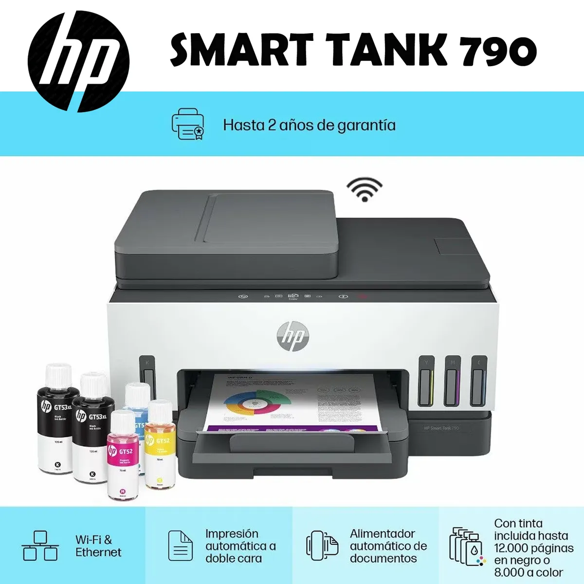 HP - IMPRESORA MULTIFUNCIONAL SMART TANK 790 WIFI - RED - DÚPLEX - ADF