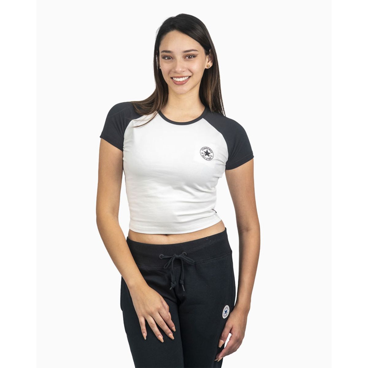 CONVERSE - Polo Mujer Chuck Patch Colorblock Ss Negro