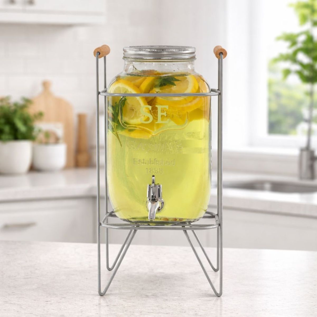 GENERICO - Dispensador de bebidas con rack plateado 4000 ml