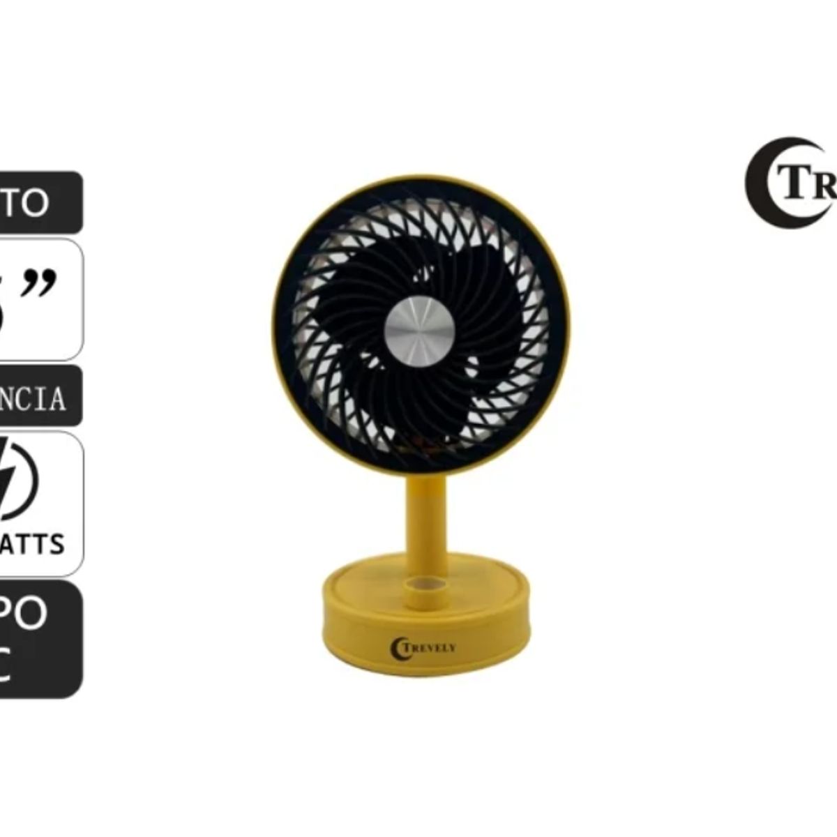 TREVELY - ventilador portátil recargable 5 amarillo 5W