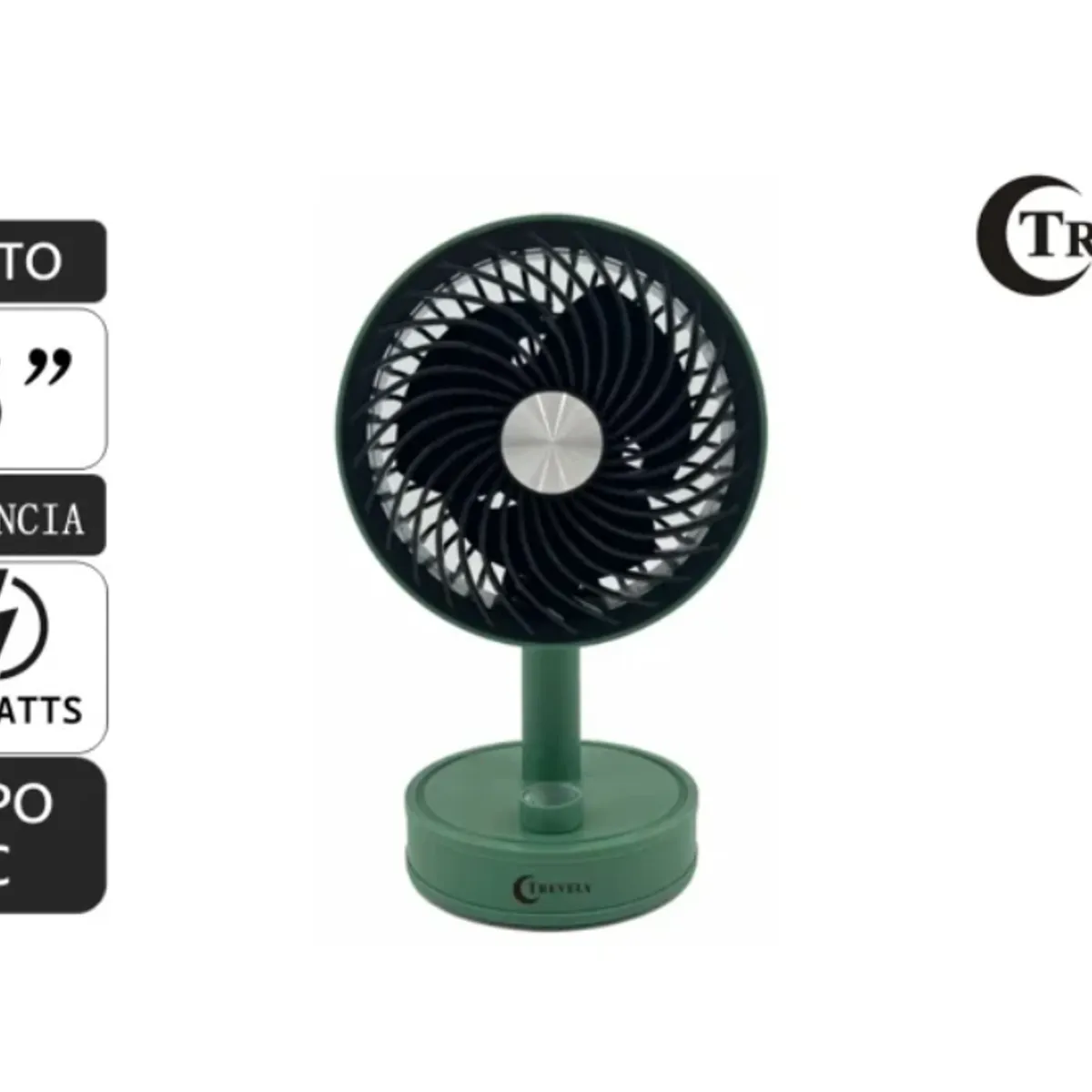 TREVELY - Ventilador portátil recargable 5 verde 5W