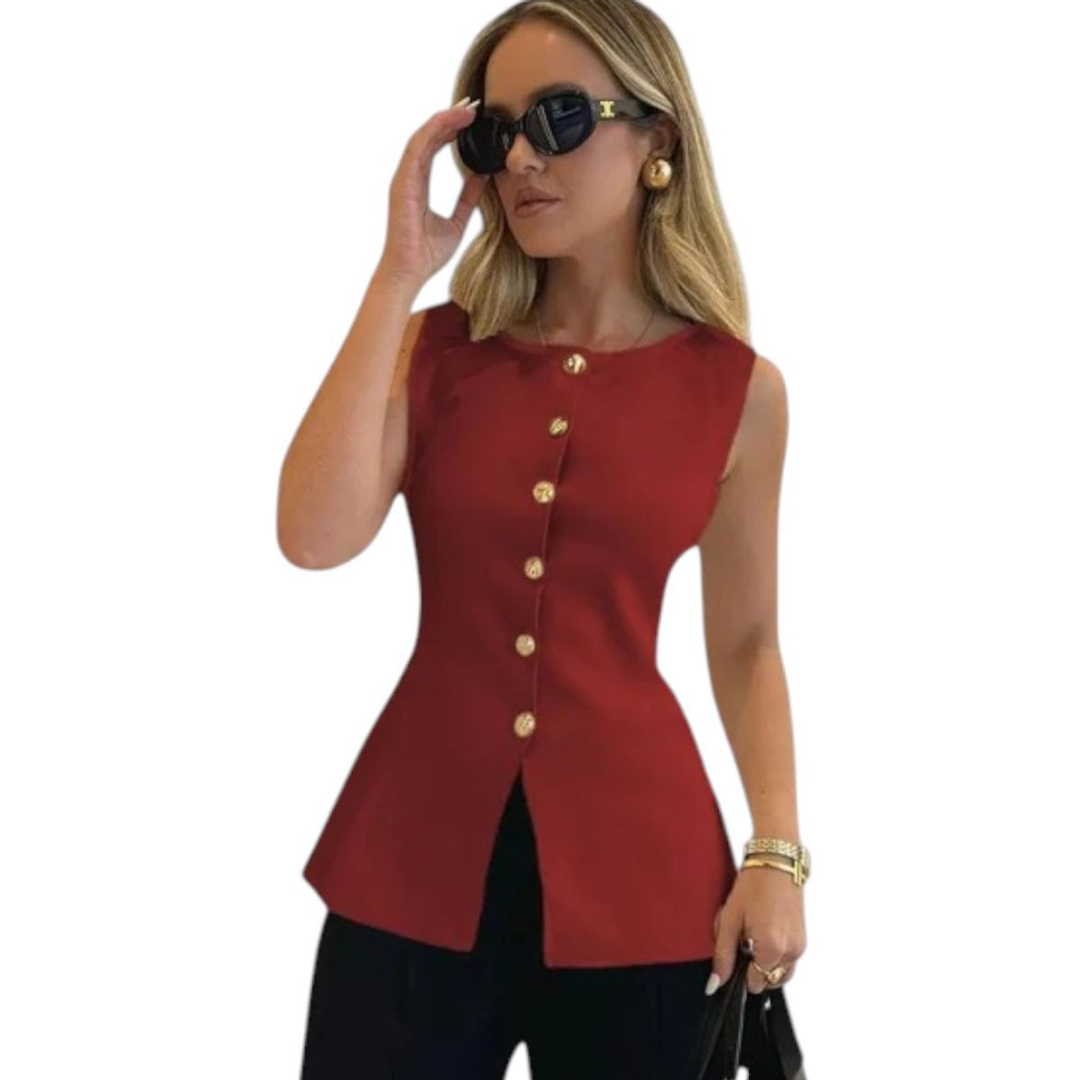 GENERICO - Chaleco Mujer 463G-20 zhara Hilo Color Vino