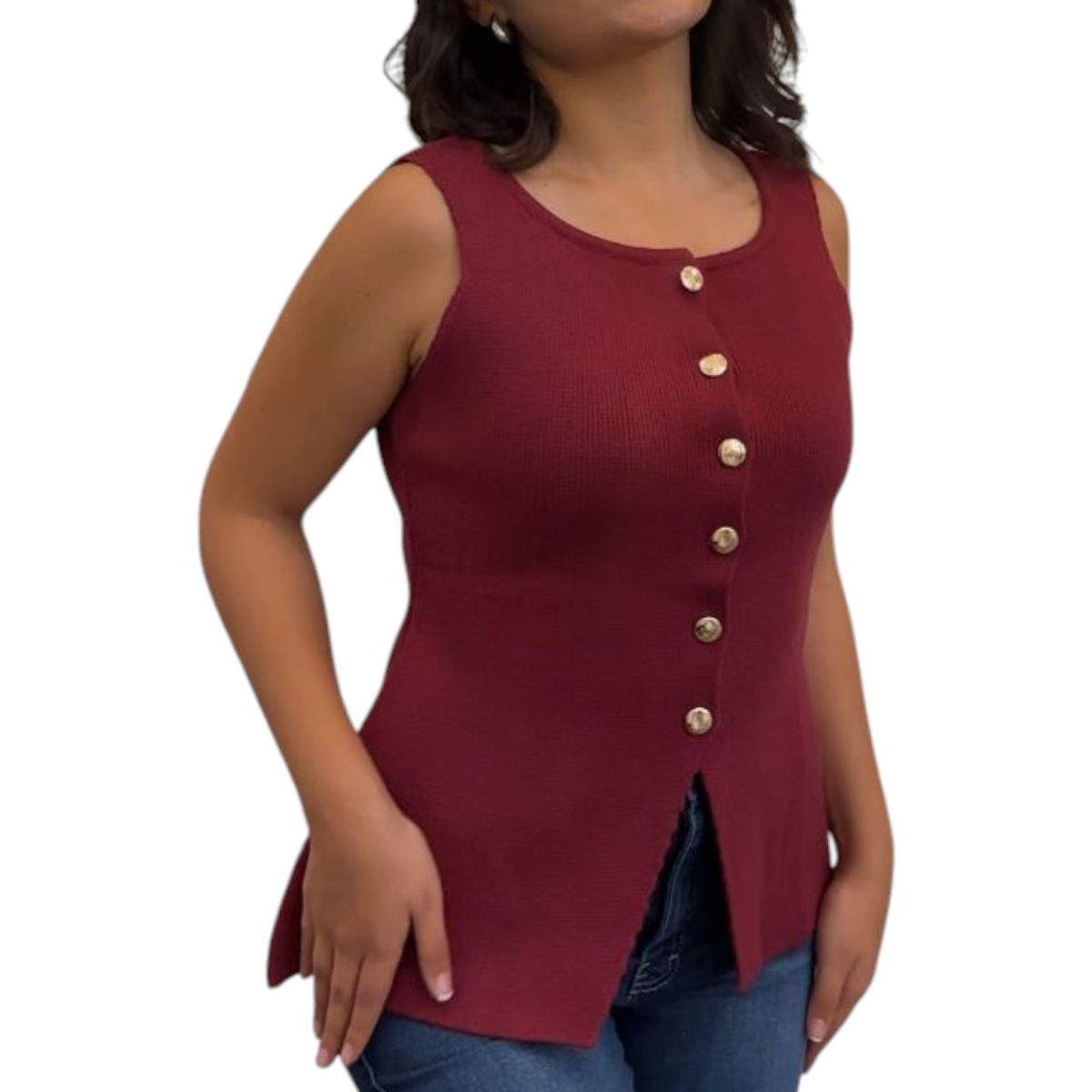 GENERICO - Chaleco Mujer 463G-20 zhara Hilo Color Vino