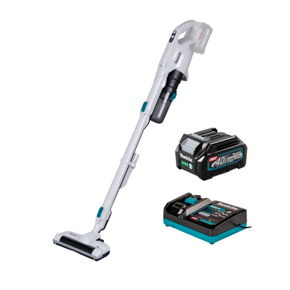 MAKITA - Aspiradora Bastón Blanca Makita XGT 40V + B. + C. CL004GD101