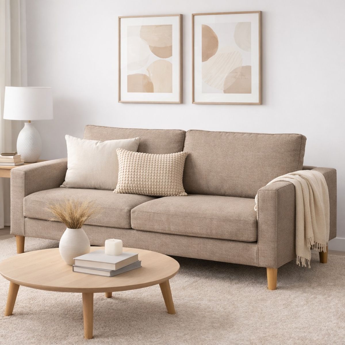 ARTSOFA - Sofá Dos Cuerpos Nordik Beige Oscuro Antifluido + Obsequio