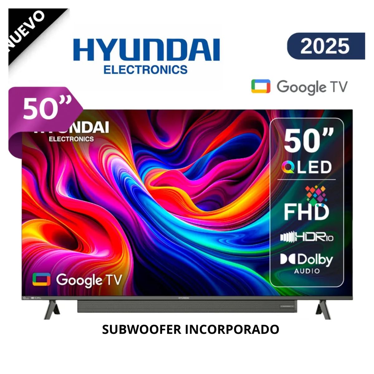 HYUNDAI - Televisor HYUNDAI 50 QLED FHD Google TV HYLED5029QFG