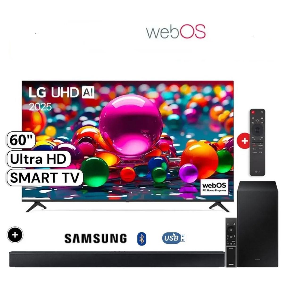 LG - Televisor LG 60 Smart UHD 4K Thinq Ai 60UA8050PSA + Soundbar HW B450