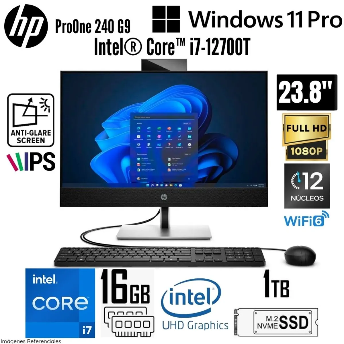 HP - All in One HP ProOne 440 G9 Intel Core i7-12700T 16GB RAM 1TB SSD 23.8"  FHD